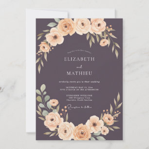 Convite Casamento Ranunculus Ameixa Eucalipto Empoeirado