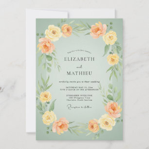 Convite Casamento Ranunculus Eucalipto Damasco Espuma do M