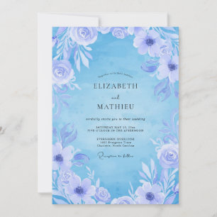 Convite Casamento Ranunculus Eucalipto Frost Periwinkle