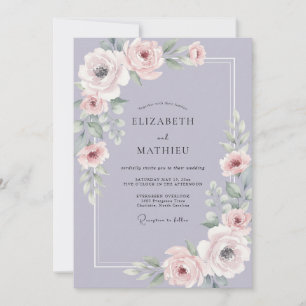 Convite Casamento Ranunculus Eucalipto Lavanda Malva