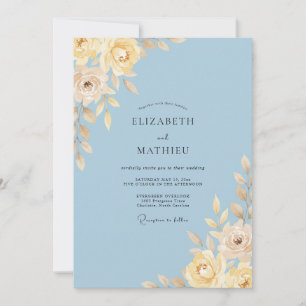 Convite Casamento Ranunculus Eucalipto Manteiga Azul-Celes
