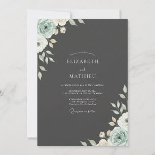 Convite Casamento Ranunculus Eucalipto Menta Carvão