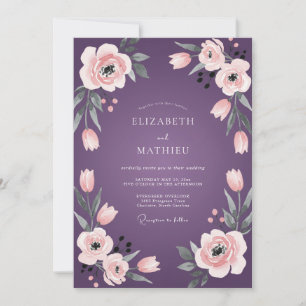 Convite Casamento Ranunculus Eucalipto Pêssego Ameixa