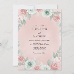 Convite Casamento Ranunculus Eucalipto Rosa Pétala Empoeir