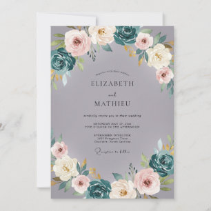 Convite Casamento Ranunculus Eucalipto Silenciado Lavanda
