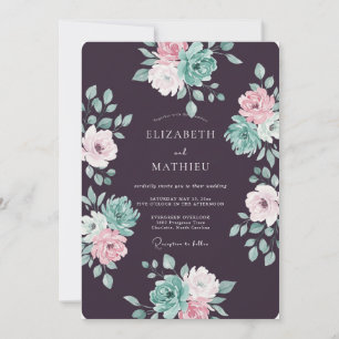 Convite Casamento Ranunculus Hortelã Ameixa Salvia