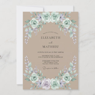 Convite Casamento Ranunculus Poeira de Eucalipto Tom Taupe