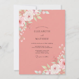 Convite Casamento Ranunculus Salmão Eucalipto Empoeirado
