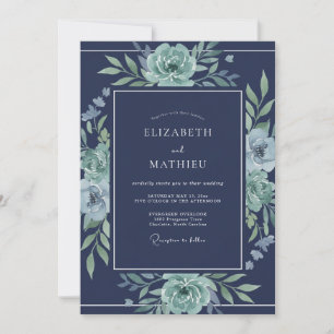 Convite Casamento Rápido de Inverno Azul-Marinho