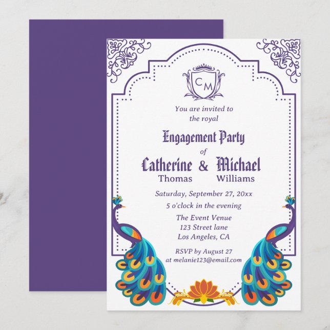 Convite Casamento Real Antigo Com Monograma do Nome  (Frente/Verso)