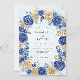 Convite Casamento Real Azul Cobalto na Primavera