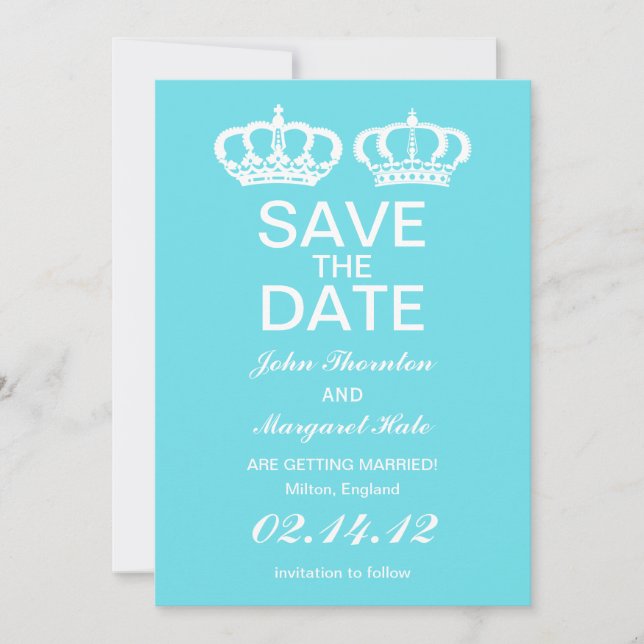 Convite Casamento Real Azul Salve a Data (Frente)