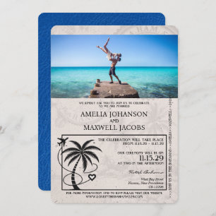 Convite Casamento Real Blue Bahamas Passaporte