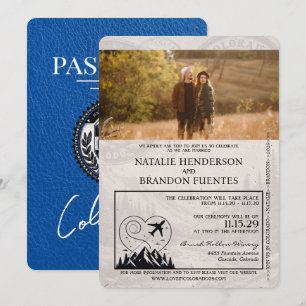 Convite Casamento Real Blue Colorado Passport