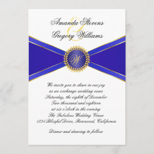 Convite Casamento Real Blue Elegance Monogramas
