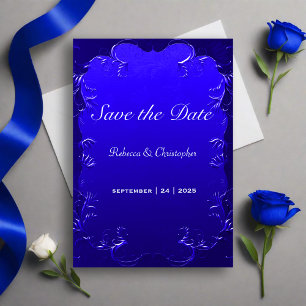 Convite Casamento Real Blue Elegance Salvar a Data