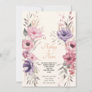 Convite Casamento Real das Flores de Água bonito