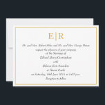 Convite Casamento Real do Monograma Dourado Elegante<br><div class="desc">Convites formais de casamento inspirados no convite real do príncipe William e Kate Middleton que se casaram em abril de 2011. Estes convites elegantes de casamento mostram seu monograma em ouro no topo,  texto formal e seus detalhes de casamento em itálico cercado por uma estrutura de ouro.</div>