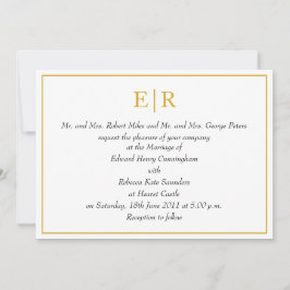 Convite Casamento Real do Monograma Dourado Elegante