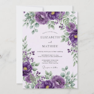 Convite Casamento Real Roxo de Primavera