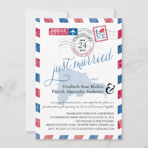 Convite Casamento Recém-Casados Correio Aéreo Antigo Pós R