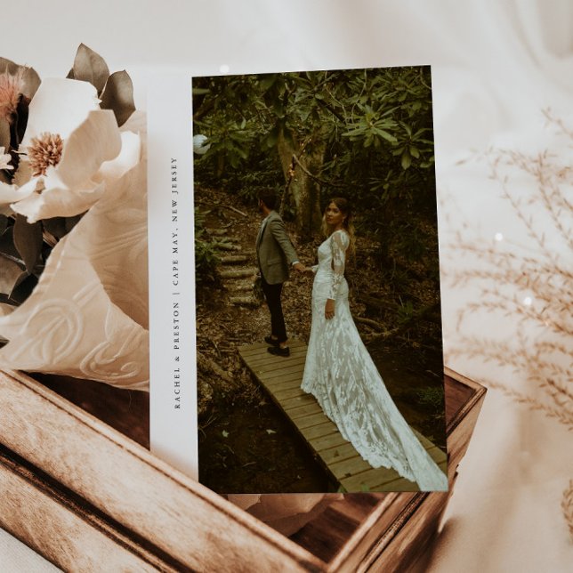Convite Casamento & Recepção de Elopamento de Foto Minimal (Criador carregado)