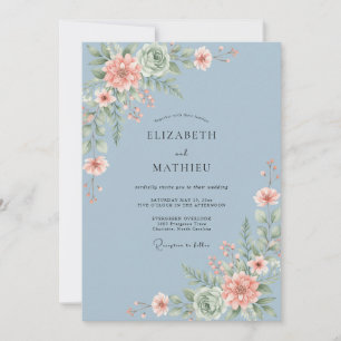 Convite Casamento Redemoinho Pintado Azul Empoeirado