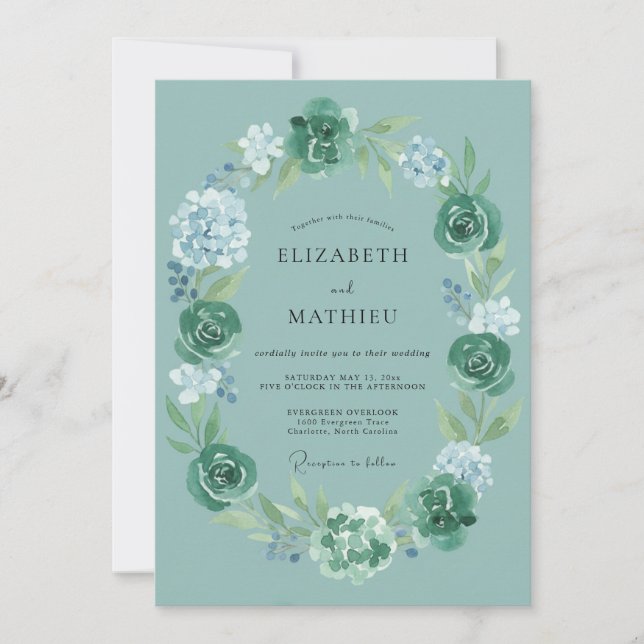 Convite Casamento Redemoinho Verde-azulado Vibrante (Frente)