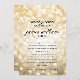 Convite Casamento reduzido das luzes Douradas do Bokeh