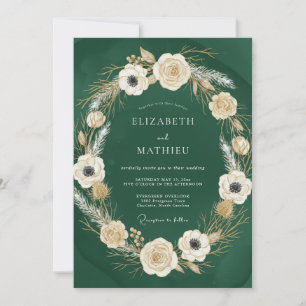 Convite Casamento Refined Woodland Verde Escuro