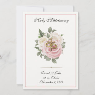 Convite Casamento Religioso Católico Elegante de Rosas Flo