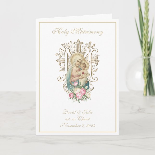 Convite Casamento Religioso Católico Tradicional Maria Jes (Frente)