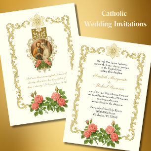 Convite Casamento Religioso Clássico Elegante Católico