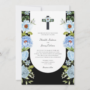 Convite Casamento Religioso de Arca Floral Escura