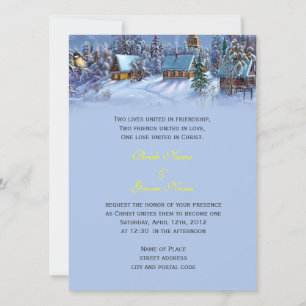 Convite Casamento religioso do mundo nevado no Natal vinta