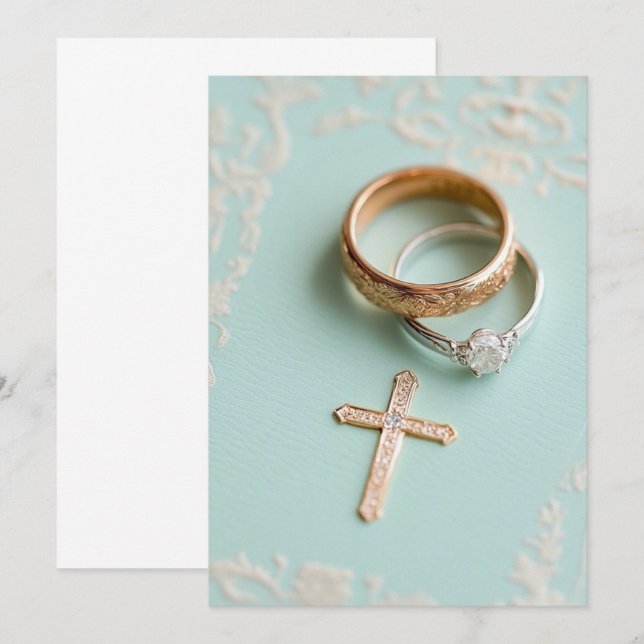 Convite Casamento religioso verde da Casa Mint (Frente/Verso)
