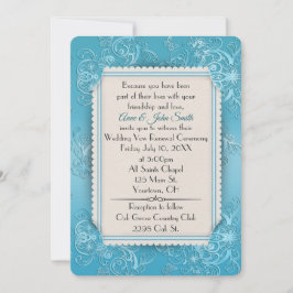 Convite Casamento Renovável de Vow Embossed Turquoise
