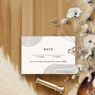 Convite Casamento Resposta Gentil Arte Linha Simples Preto