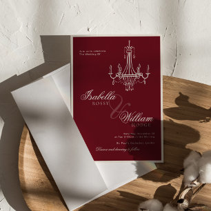 Convite Casamento Retro Antigo Dinheiro Vermelho Profundo