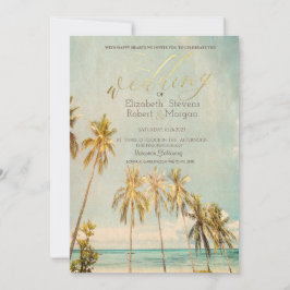 Convite Casamento Retro Beach Palms