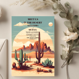 Convite Casamento Retro Boho Desert Mountain