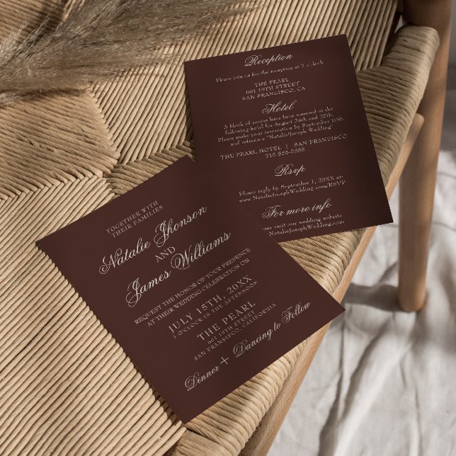 Convite Casamento Retro Chocolate Marrom Dinheiro Antigo T (Criador carregado)