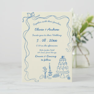 Convite Casamento Retro com Letra Desenhada à Mão Capricho
