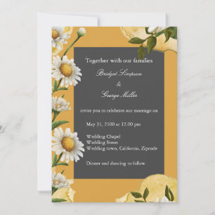 Convite Casamento Retro Daisy - Terra laranja queimada