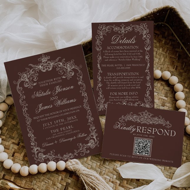 Convite Casamento Retro de Chocolate Marrom Antigo (Criador carregado)