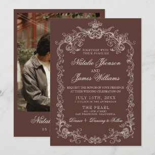 Convite Casamento Retro de Chocolate Marrom Antigo