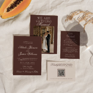 Convite Casamento Retro de Chocolate Marrom Luxuoso Antigo