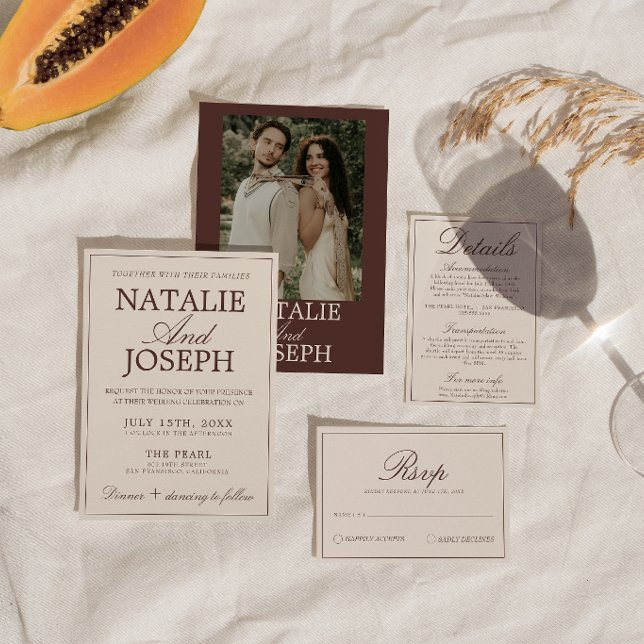 Convite Casamento Retro de Dinheiro Antigo Marrom Chocolat (Criador carregado)