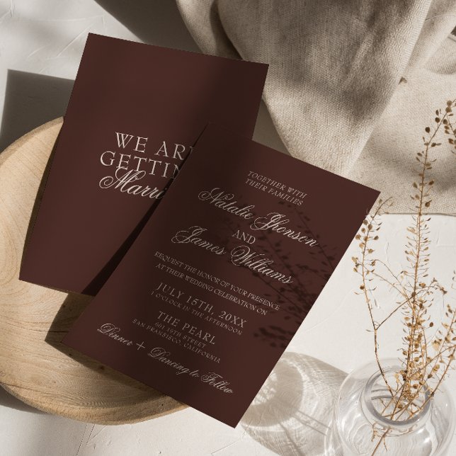 Convite Casamento Retro de Dinheiro Antigo Marrom Chocolat (Criador carregado)