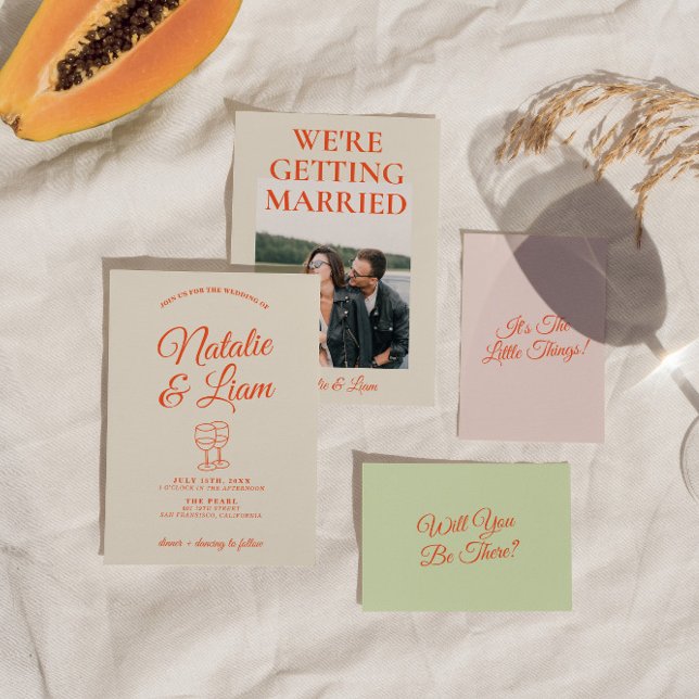 Convite Casamento Retro Divertido Desenhado à Mão Moderno (Criador carregado)